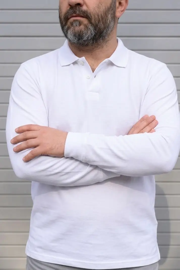 Polera pique blanca manga larga