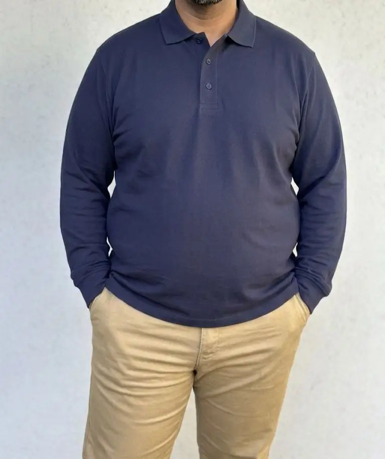 Polera pique azul marino manga larga