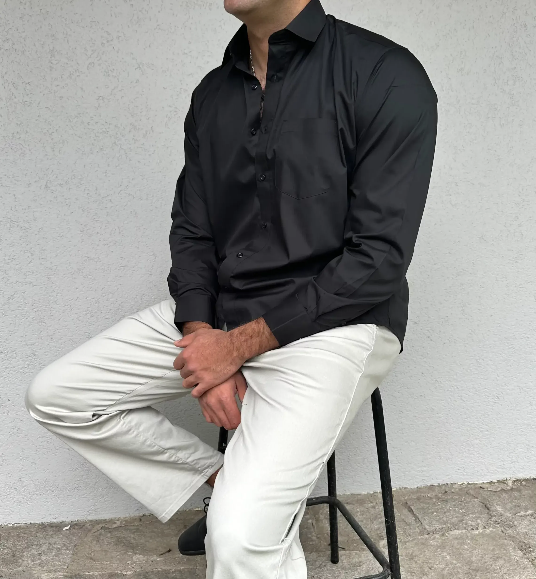 Pantalón gabardina semiformal crudo