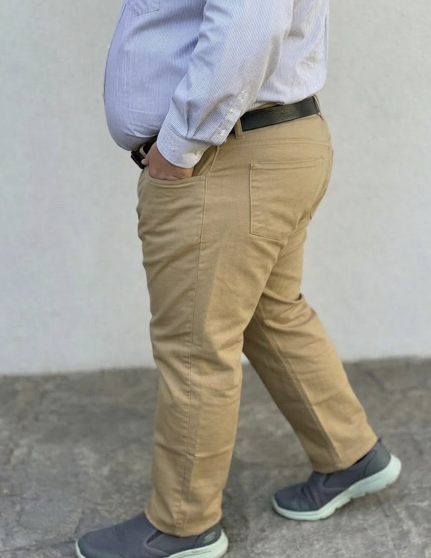 Pantalón gabardina camel corte jeans
