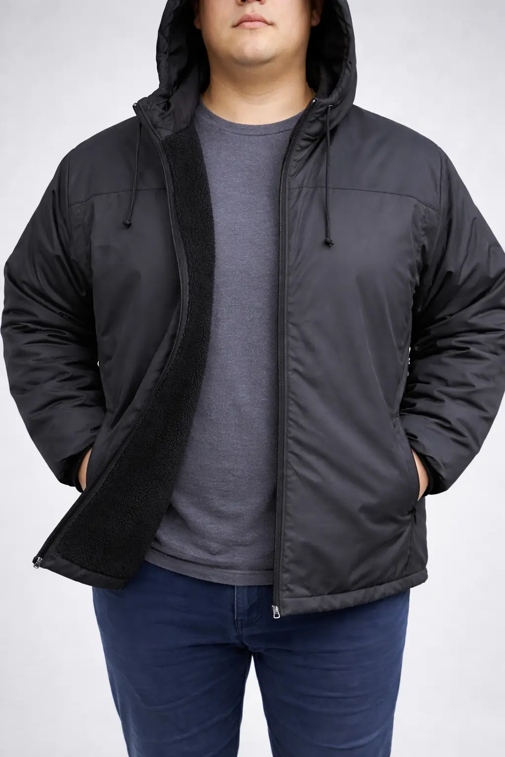Parka forrada con polar repelente negra