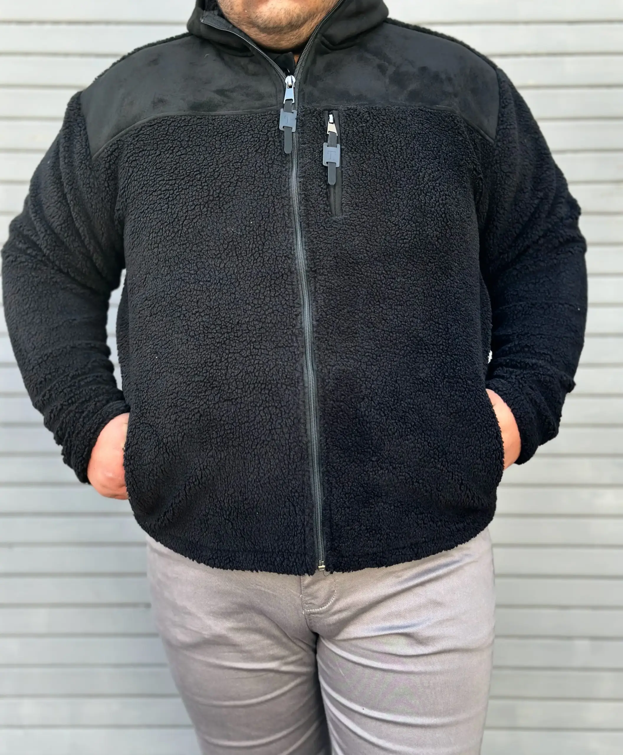 Abrigo de sherpa térmico negro