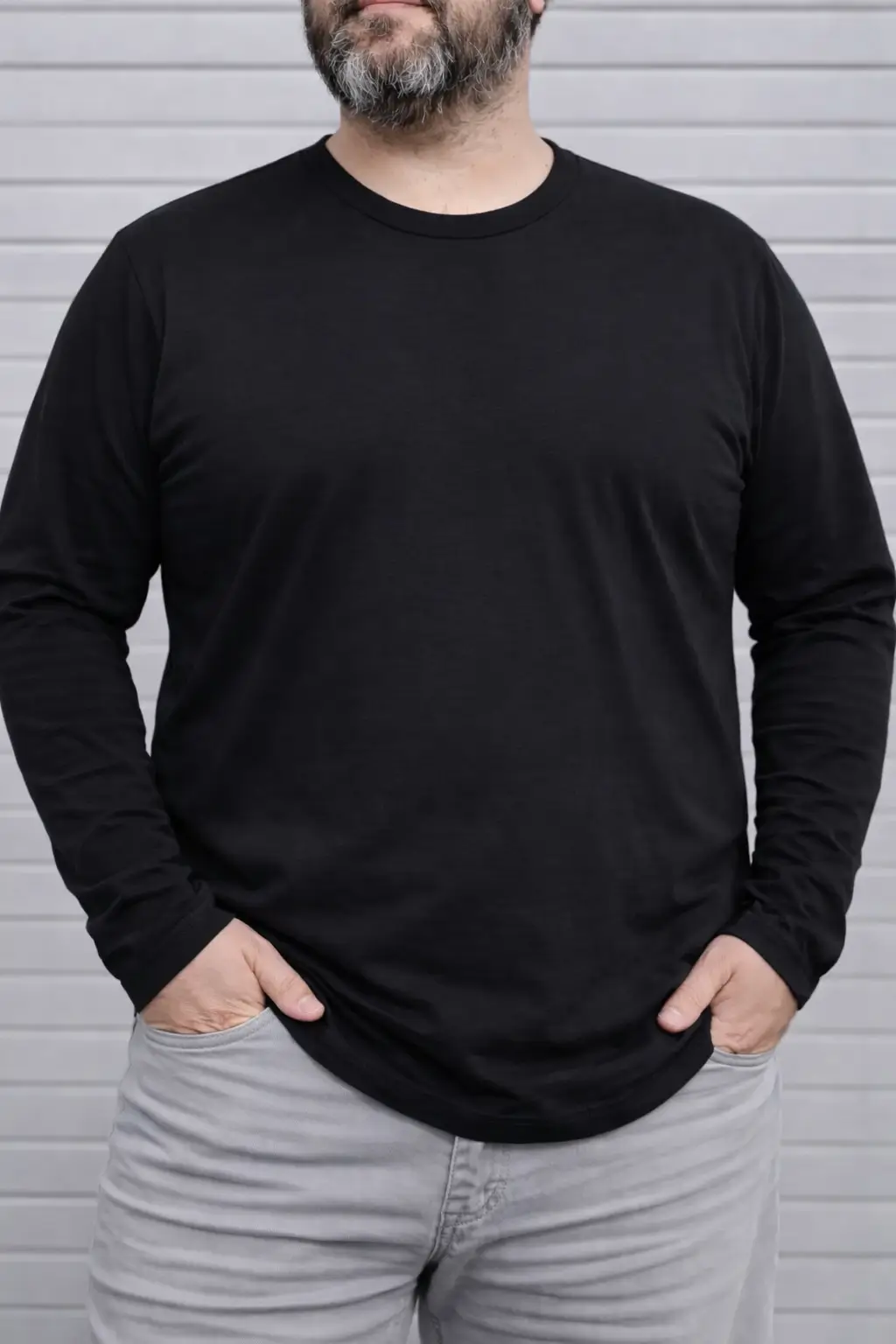 Polera algodón negra manga larga