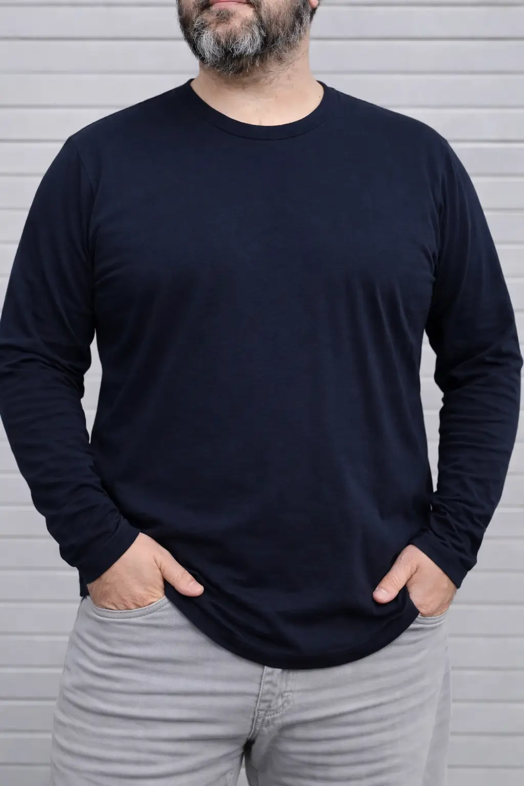 Polera algodón azul marino manga larga