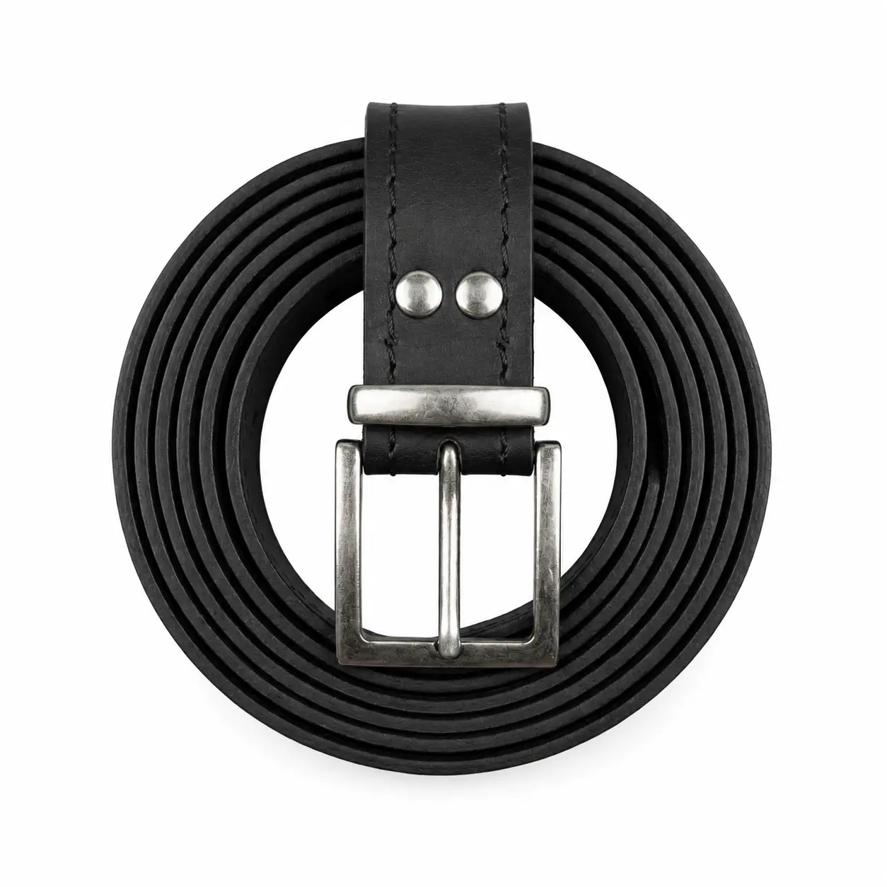 Cinturón cuero negro hebilla cuadrada