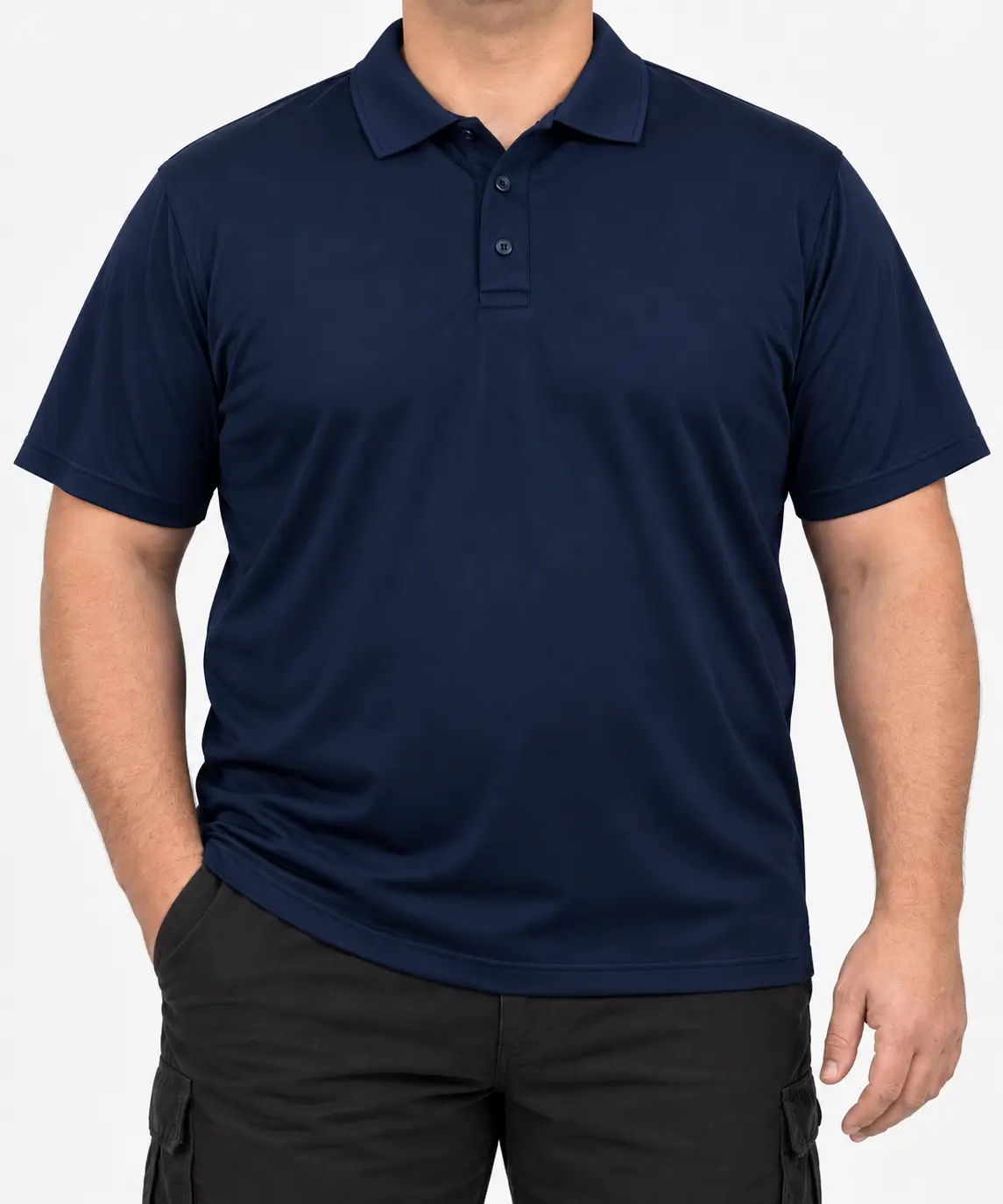 Polera dryfit cuello pique azul