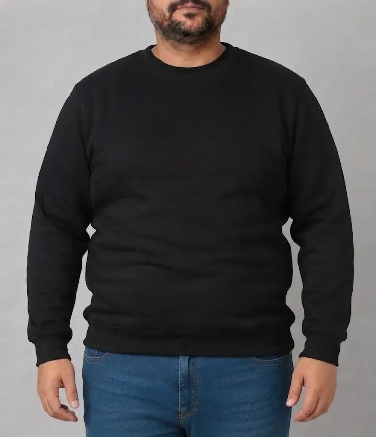 Polerón algodón negro sin gorro