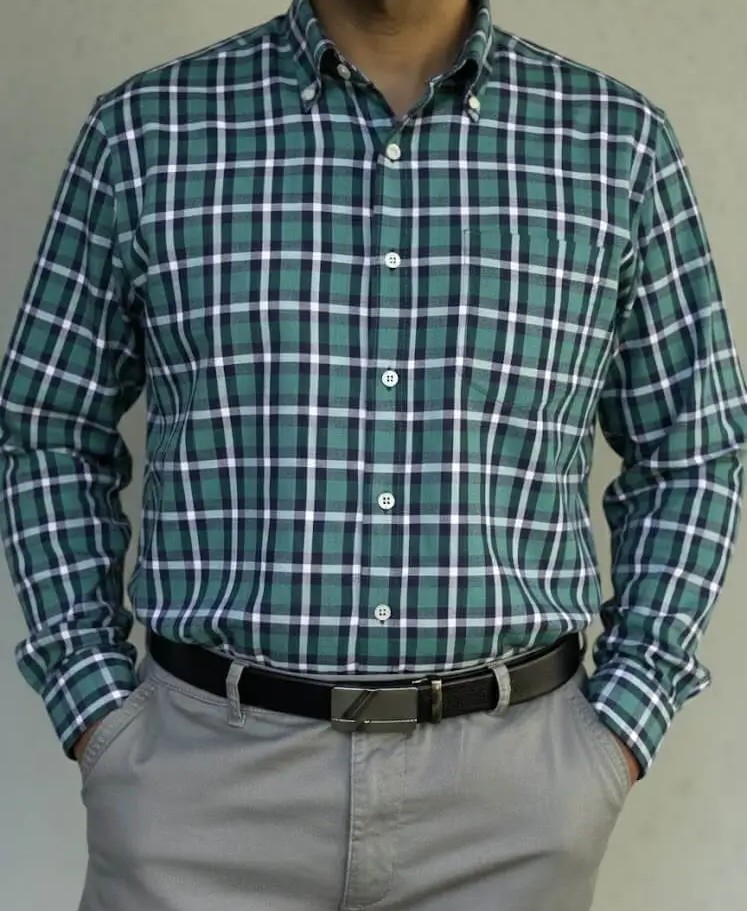 Camisa cuadrille turqueza