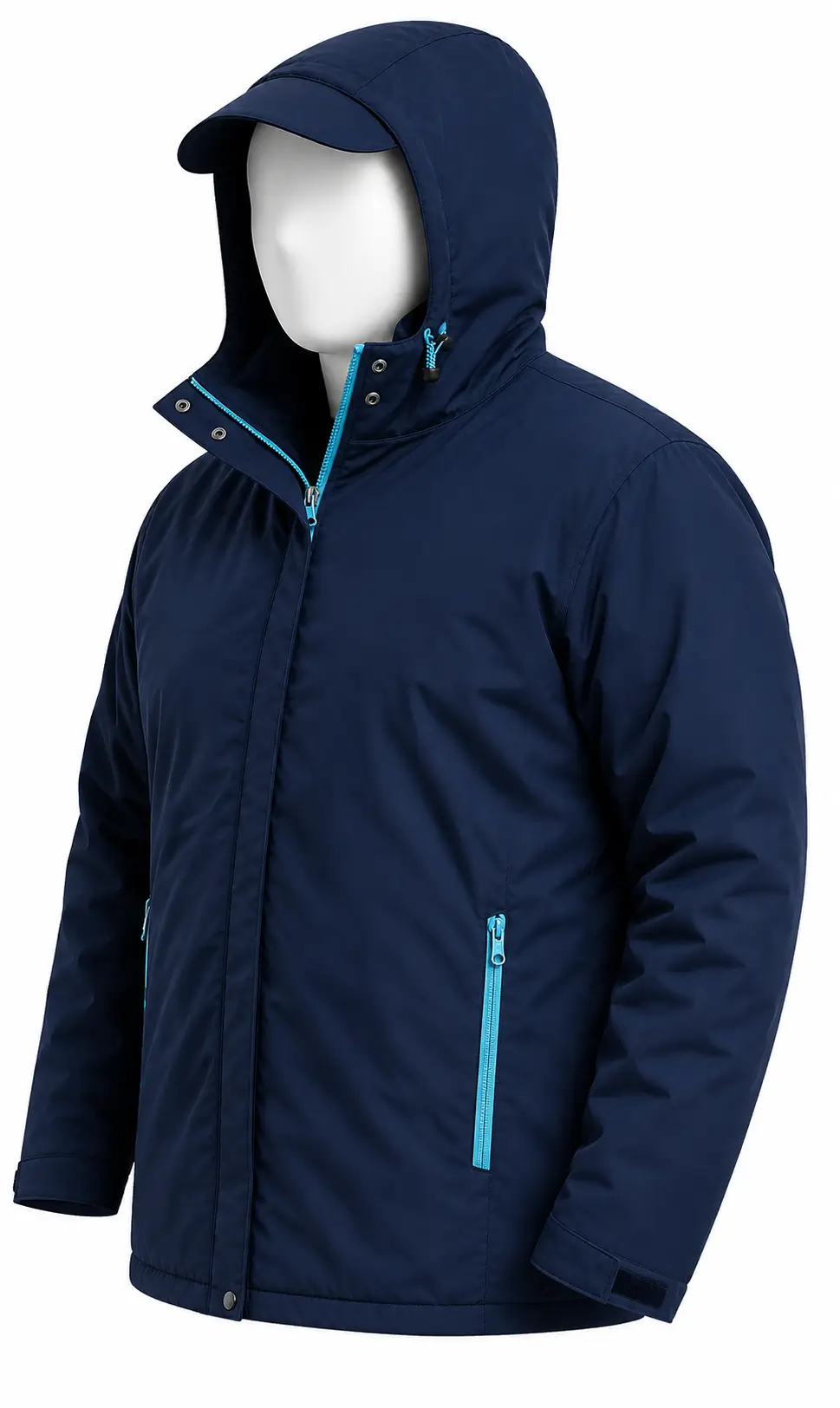 Parka impermiable visera azul marino