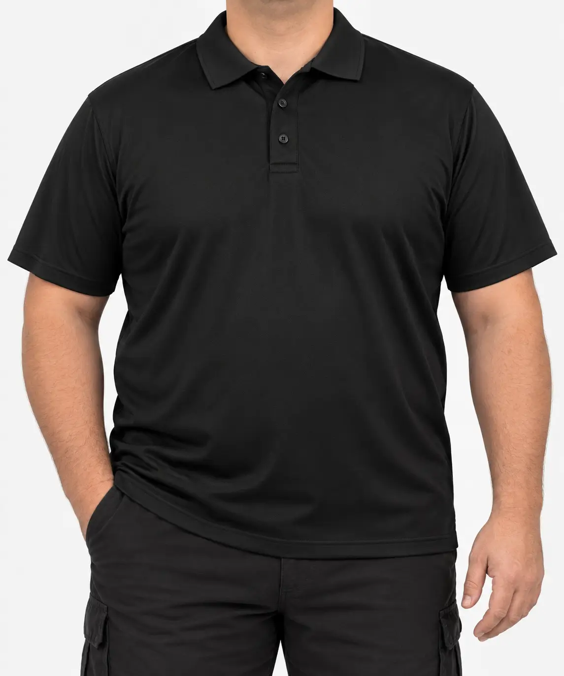 Polera dryfit cuello pique negra