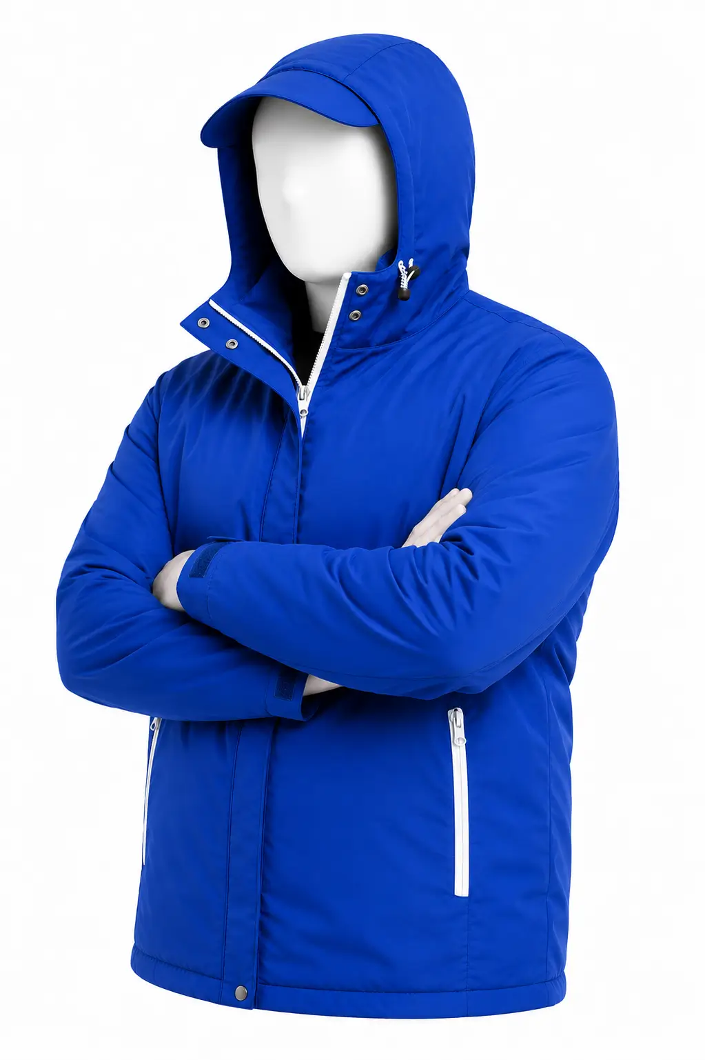 Parka impermiable visera azul rey