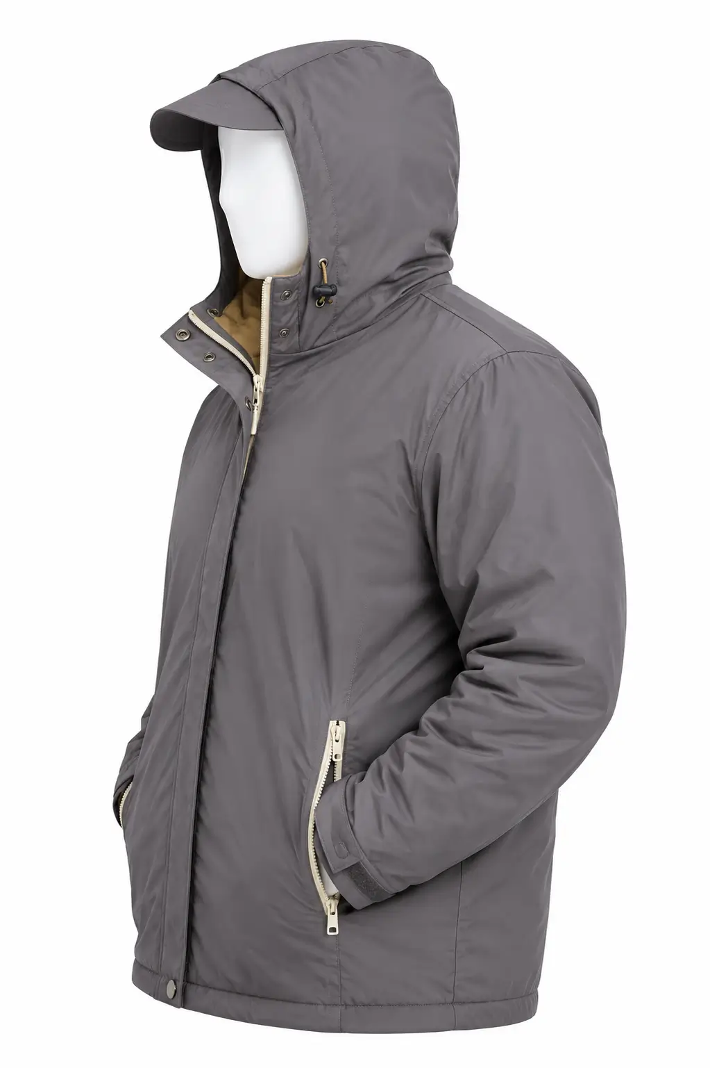 Parka impermiable visera beige