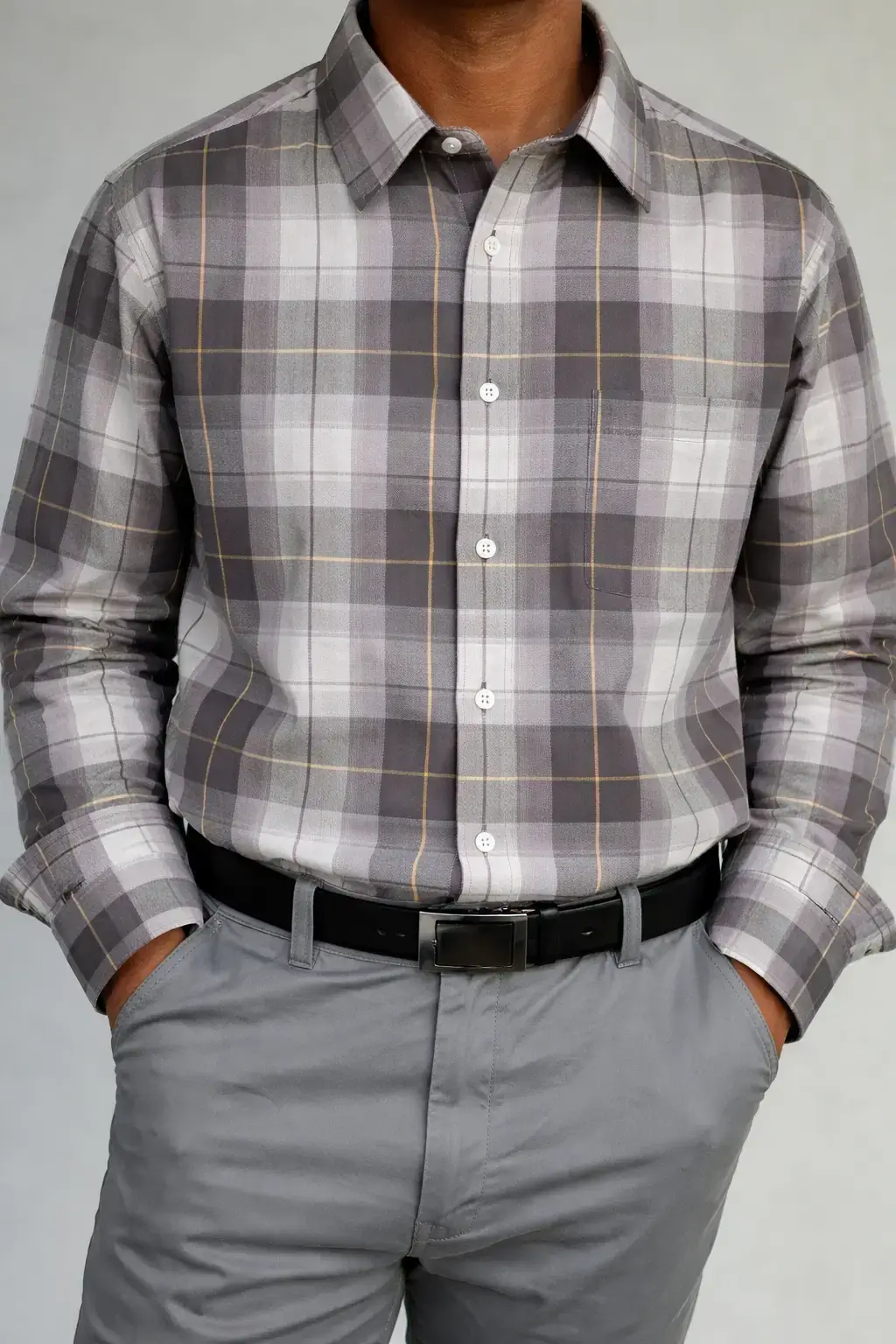 Camisa cuadrille gris